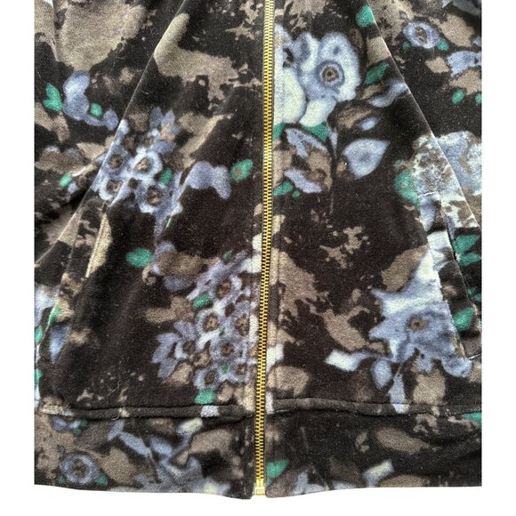 Style & Co Sport Floral Patterned Zip-Up Velour Jacket with High Collar & Gold Z - Picture 3 of 10
